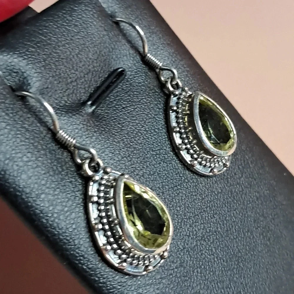Ouro Verde Quartz Earrings in 925 Sterling Silver